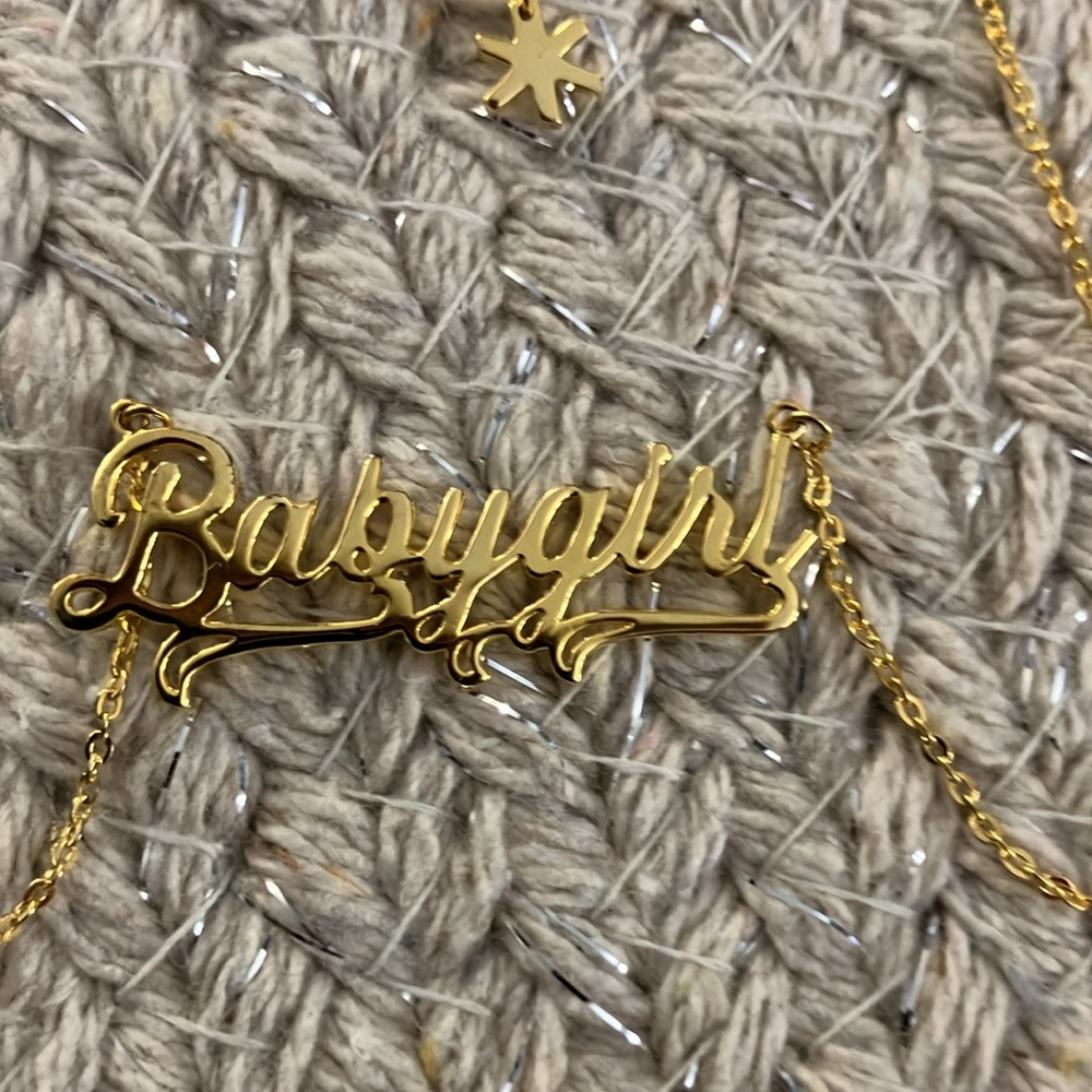 New Super Cool Gold Dipped Sterling Silver Babygirl Necklace